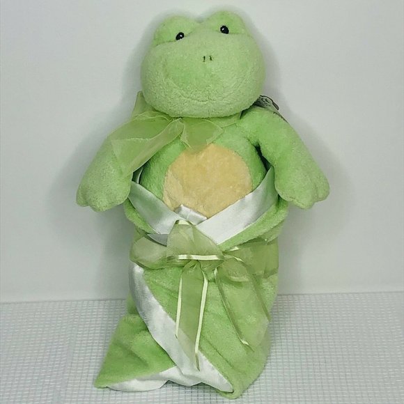 Baby Gund Swaddler Frog Soft Toy With Satin Edge